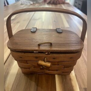 Longaberger Baskets Handwoven U.S.A Wooden Woven Basket with Handle